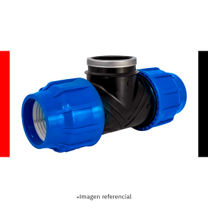 Tee HDPE a Compresión con salida a rosca